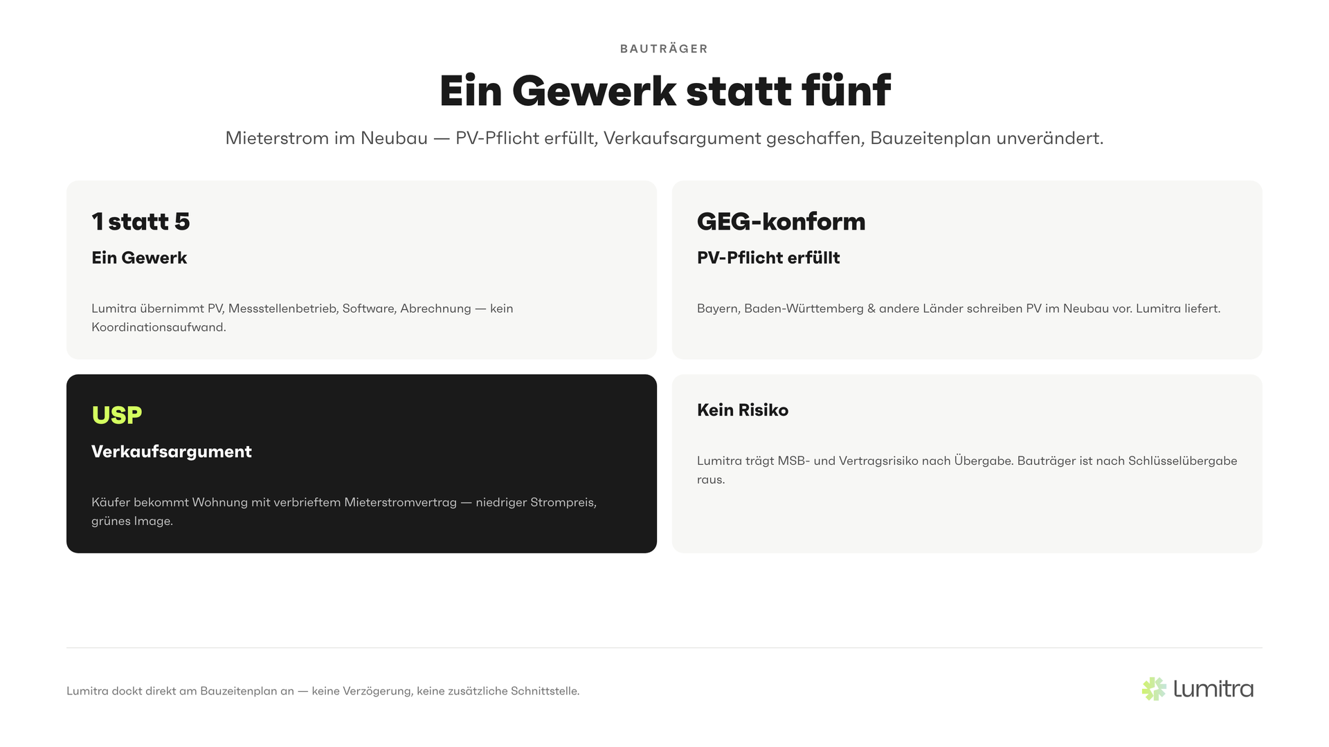 Lumitra-Schaubild: Ein Gewerk statt fünf