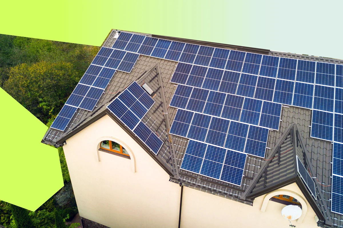 Größeres Gebäude mit PV-Anlage — Lumitra-Mieterstrom